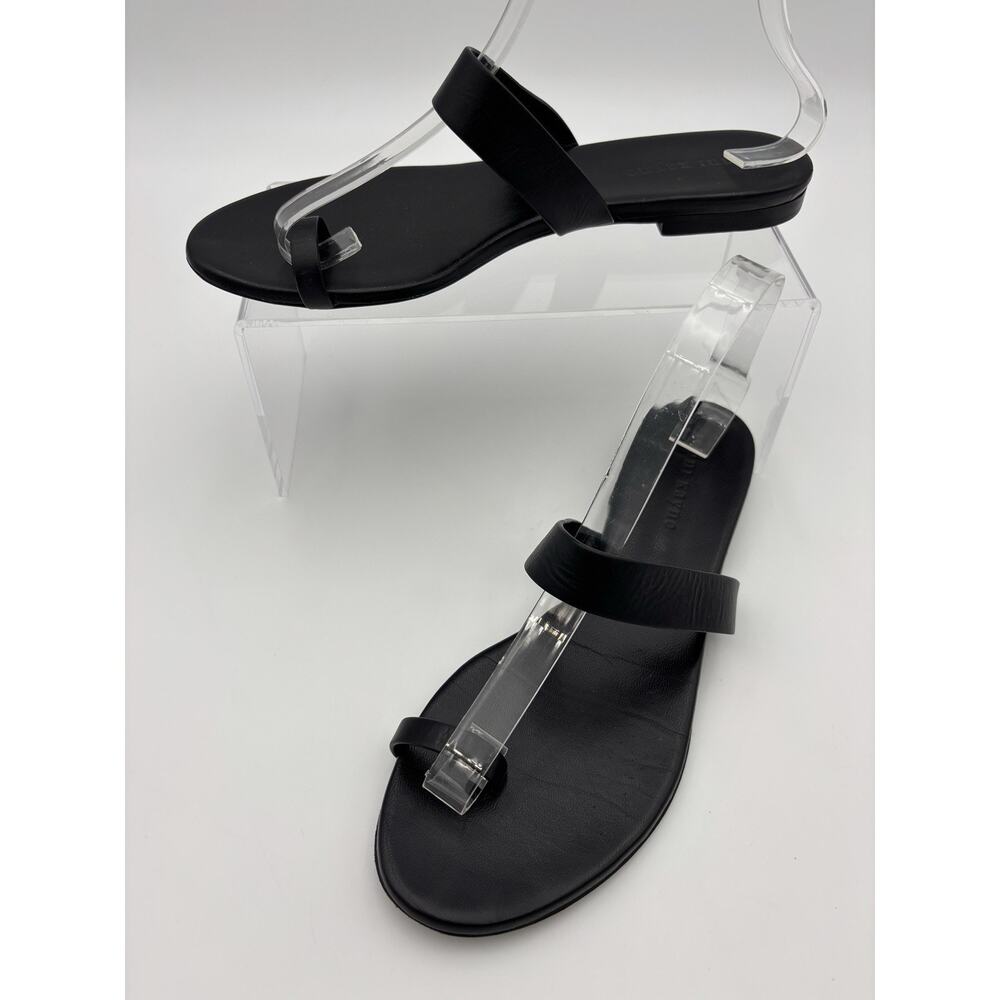 Jenni Kayne The Strap Sandals Black Leather Size 39 / 9 Flat Toe Ring